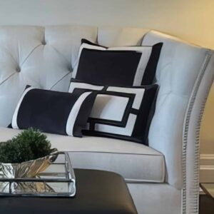 Charcoal Grey & Ivory Feather Down Cushions (Set of 3)