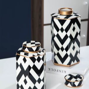 Black & White Geometric Storage Jars